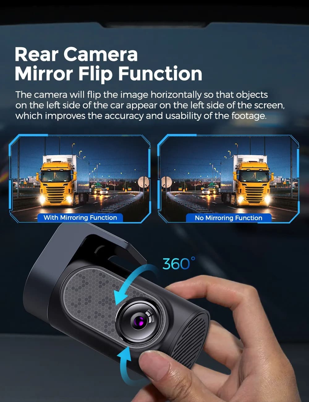 4K Front and Rear View Dash Cam with GPS Triple Lens Car DVR
