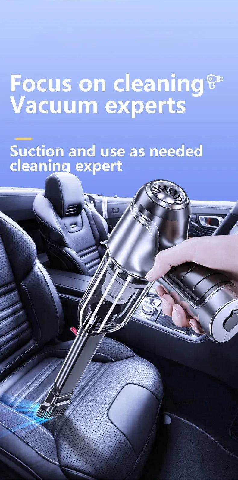 Powerful 95000Pa Rechargeable Car Portable Vacuum Cleaner