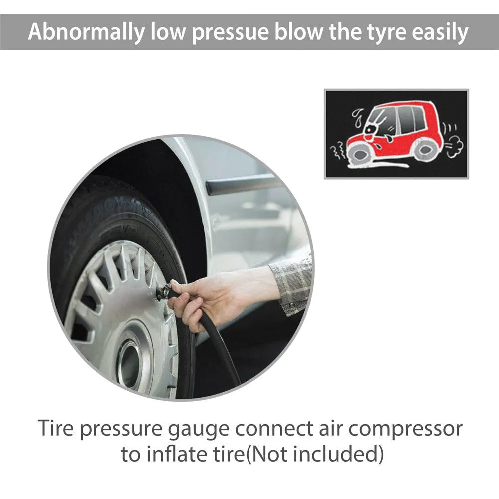 LCD Digital Tire Pressure Gauge with Inflator - EU Adapter