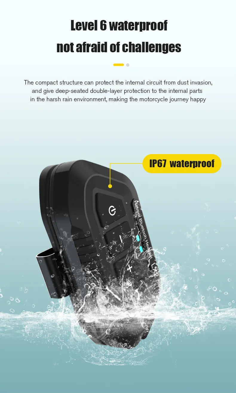 Helmet-Mounted Bluetooth Hands-Free Kit with Waterproof Feature