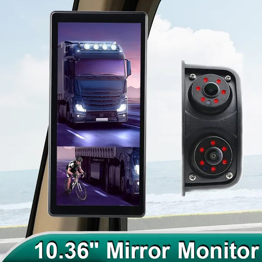 AHD 2 Split Screen DVR side view Mirror Monitor for truck bus